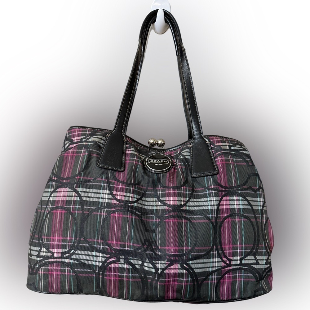 Coach Multicolor Plaid Tote Bag
